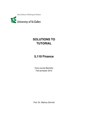 Finance: Übungslösung HS12 (Selbststudium)