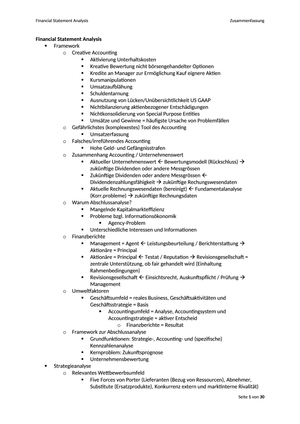Zusammenfassung Financial Statement Analysis