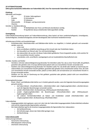 Futtermittel, allg. und spez. Tierernährung