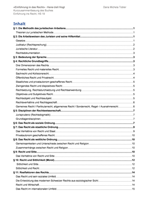 Kurzzusammenfassung zum Buch "Einführung in das Recht" (Forstmoser/Vogt)