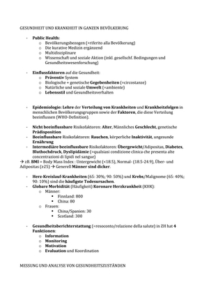 Gesundheit-Krankheit in Bevölkerung