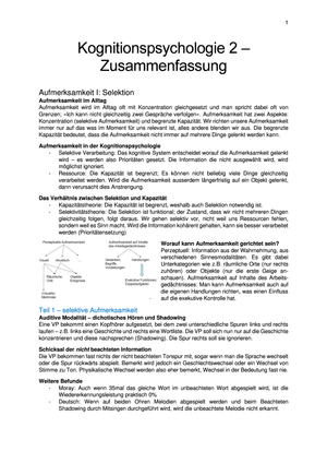 Kognition II HS18 - Zusammenfassung
