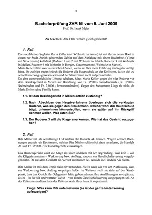 Zivilverfahrensrecht Prüfung 2009