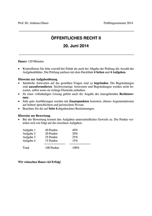 Öffentl. Recht II Prüfung 2014