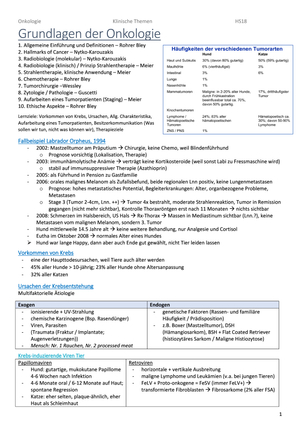 Onkologie Zusammenfassung PDF
