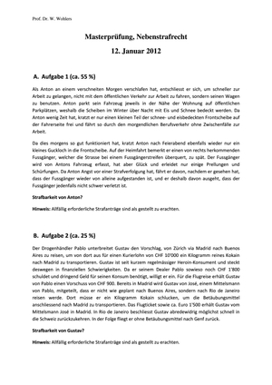 Nebenstrafrecht Prüfung 2011