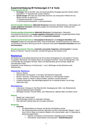 Zusammenfassung Internationale Beziehungen Folien