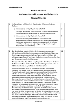 Kirchenrecht(sgeschichte) Prüfung 2012 Musterlö.