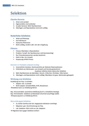BIO 113 Zusammenfassung HS13