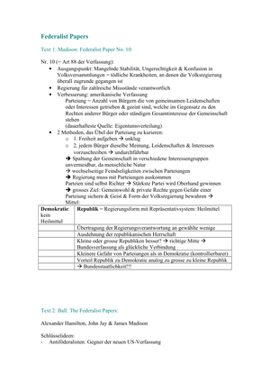Pol. Ideengesch.: ZSF Madison Federalist Papers
