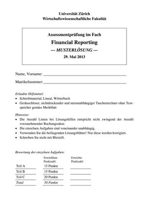 Financial Reporting Prüfungslösung FS13