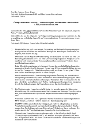 Globalisierung & MNUs Probe-Pruefung FS06