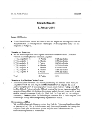 Sozialhilferecht Prüfung 2014