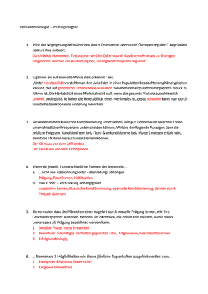 BIO122 Fragensammlung