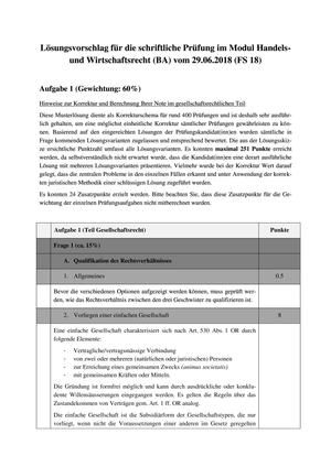 Handels-/Wirtschaftsrecht Prüfung FS18 MuLö