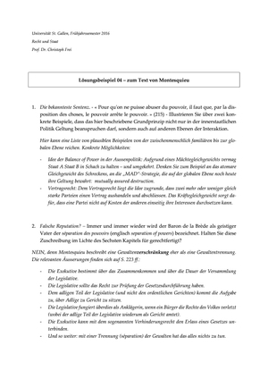 Recht & Staat - Lösungsbeispiel Frage 4 FS15