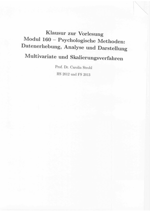Methoden Prüfung 2013 inkl. Lösungen