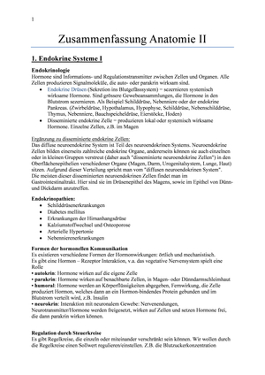 Zusammenfassung Anatomie & Physiologie II