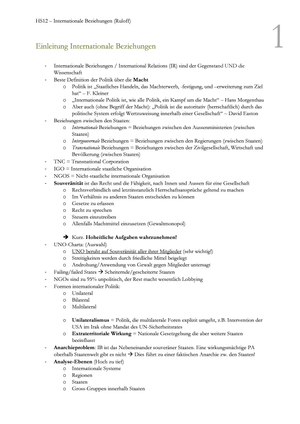 Zusammenfassung Internationale Beziehungen