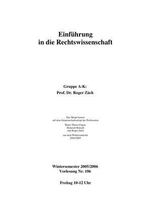 Einführung Recht: Skript Zaech 2005