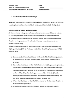 Prüfung Asset Pricing FS10