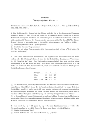 Statistik, FS06, Übung 12