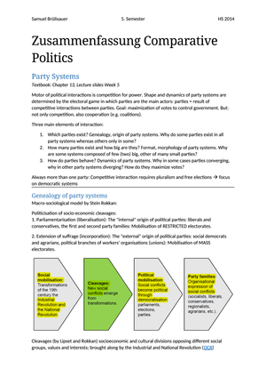 Zusammenfassung Comparative Politics HS2014