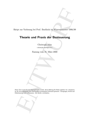 Skript Theorie & Praxis der Besteuerung