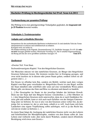 Rechtsgeschichte Prüfung 2011 Musterlösung