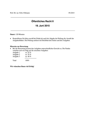 Öff. Recht II Prüfung FS15 + MuLö