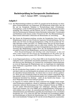 Europarecht Prüfung 2008 Musterlösung