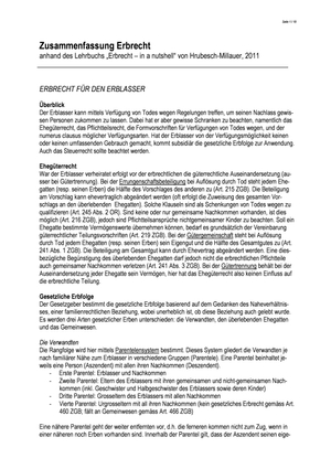 Zusammenfassung Erbrecht