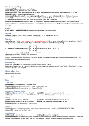 BIO 134 Programming Cheat Sheet