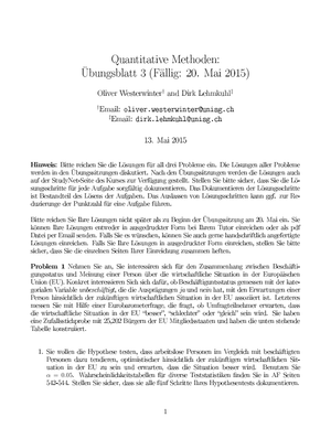 Quant. Methoden 2015: Übungsblatt 3