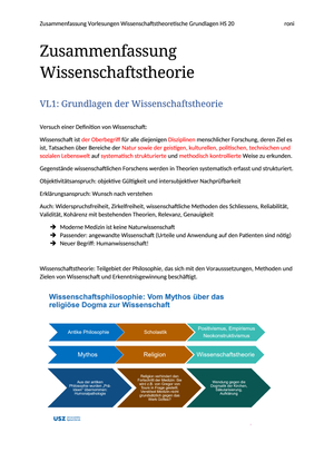 Zusammenfassung Vorlesungen Wissenschaftstheoretische Grundlagen