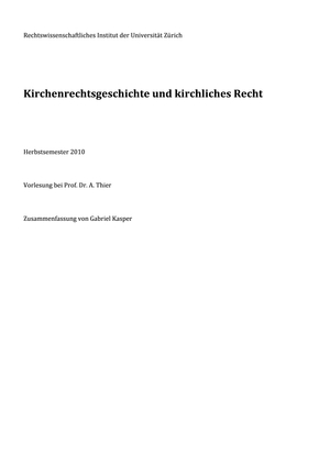 Kirchenrecht(sgeschichte) Zusammenfassung #2