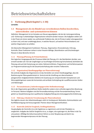 BWL 1  Management Zusammenfassung HS13