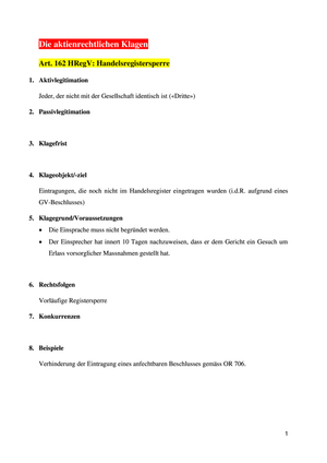 Aktienrechtliche Klagen