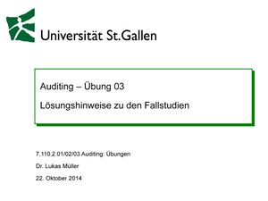 Auditing - Übung 3 HS14 - Lösungshinweise