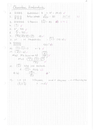 Statistik VWL: Übungslösungen Kombinatorik