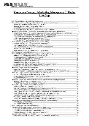 ZSF „Marketing Management“ Kotler (9. Auflage)