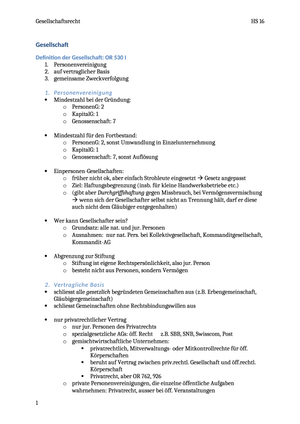 Zusammenfassung Gesellschaftsrecht