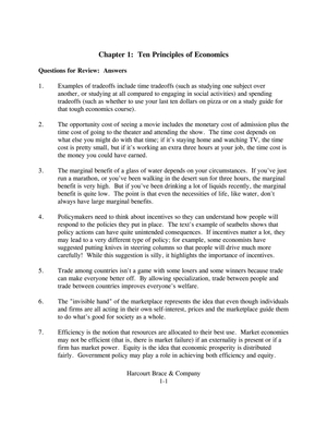 Lösungen für Testfragen Mankiw