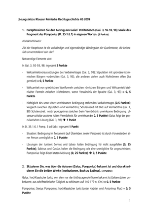 Römische Rechtsgeschichte Prüfung 2009 Musterlösun