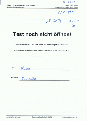 BCH 202 Prüfung 2009