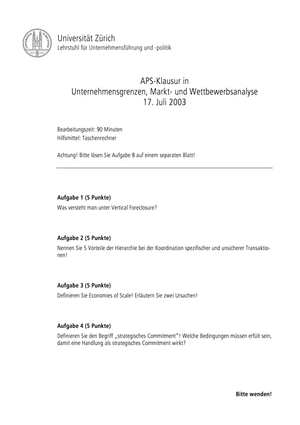 Firm Boundaries APS Klausur 2003