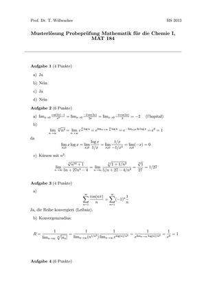 Probeprüfung HS13 Lösungen