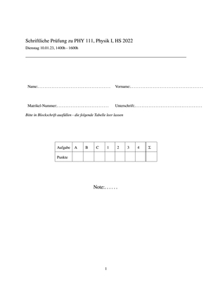 Klausur Prüfung HS22