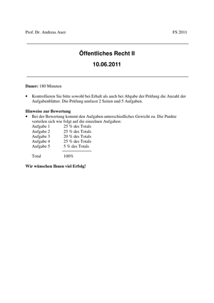 Öffentl. Recht II Prüfung 2011