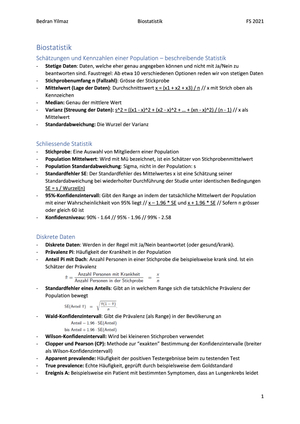 Biostatistik - Komplettzusammenfassung